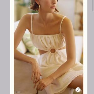NWT ANTHROPOLOGIE Faithfull Cut-Out Linen Mini Dress Zuma 4 small
